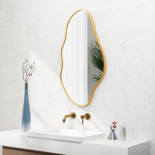 Modern Abstract Organic Wall Mirror – Anodized Aluminum Frame