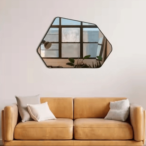 Geometric Asymmetrical Wall Mirror Set – Anodized Aluminum Frame