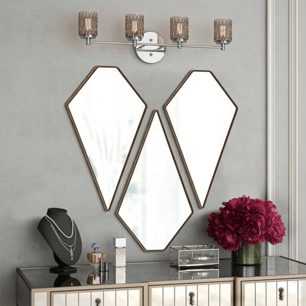 Geometric Diamond Wall Mirror Set – Anodized Aluminum Frame