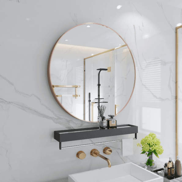 Modern Round Wall Mirror - Anodized Aluminum Frame