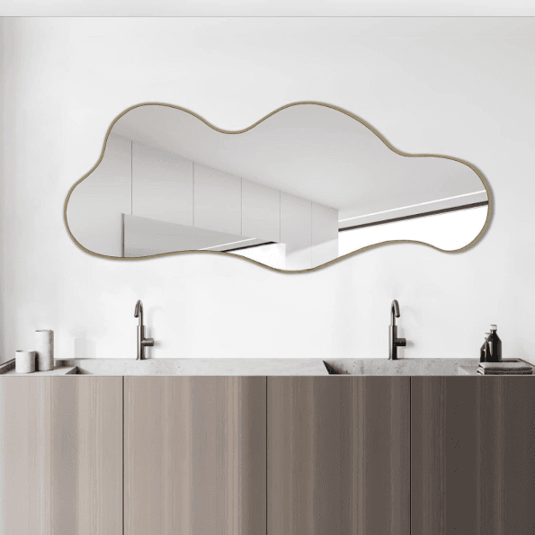 Large Cloud Shaped Wall Mirror with Anodized Aluminum Frame – Gold, Rose Gold, Matte Black, Brushed Silver