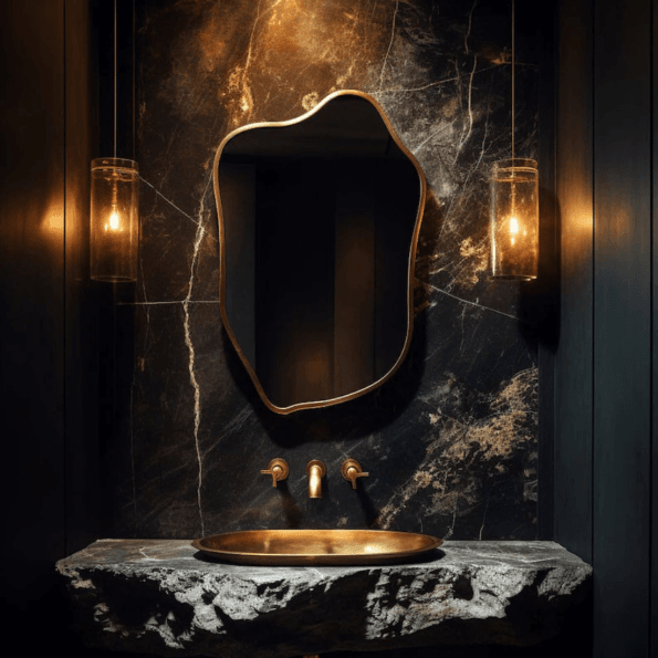 Organic Shape Framed Mirror with Anodized Aluminum Frame – Gold, Rose Gold, Black Matte, Brushed Silver