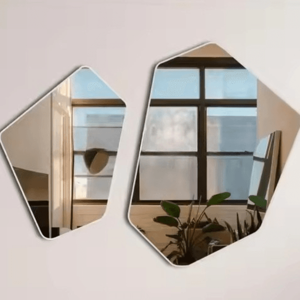 Geometric Asymmetrical Wall Mirror Set – Anodized Aluminum Frame