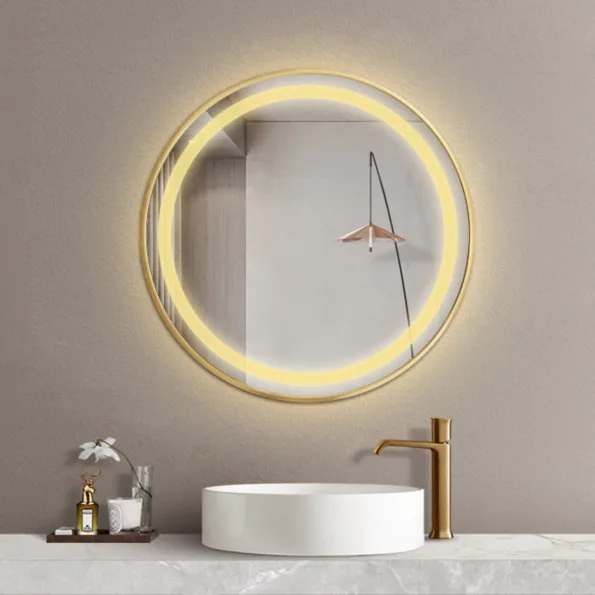Modern Square Wall LED Mirror with Anodized Aluminum Frame – Gold, Rose Gold, Matte Black, Brushed Silver