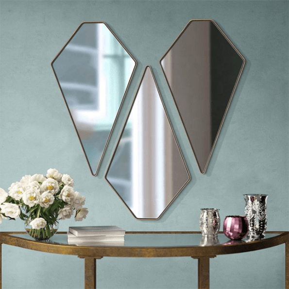 Geometric Diamond Wall Mirror Set – Anodized Aluminum Frame