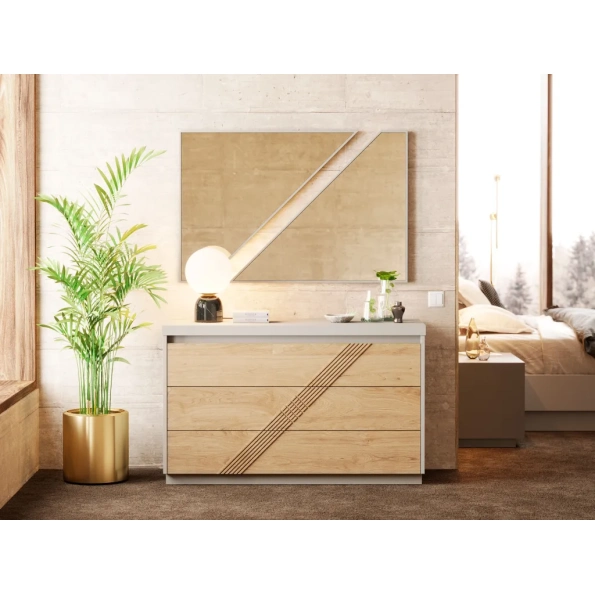 Geometric Asymmetrical Wall Mirror - Anodized Aluminum Frame