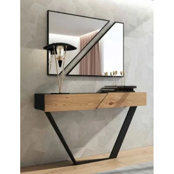 Geometric Asymmetrical Wall Mirror - Anodized Aluminum Frame