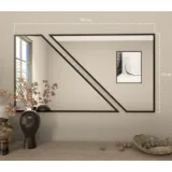 Geometric Asymmetrical Wall Mirror - Anodized Aluminum Frame