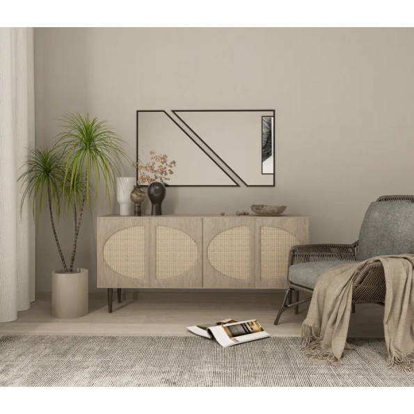 Geometric Asymmetrical Wall Mirror - Anodized Aluminum Frame