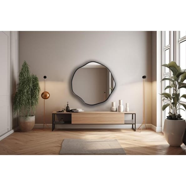 Organic Oval Bathroom Mirror with Anodized Aluminum Frame – Gold, Rose Gold, Matte Black, Brushed Silver