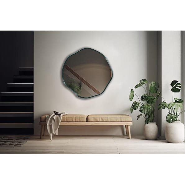 Organic Oval Bathroom Mirror with Anodized Aluminum Frame – Gold, Rose Gold, Matte Black, Brushed Silver