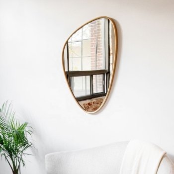 Asymmetrical Oval Wall Mirror with Anodized Aluminum Frame – Gold, Rose Gold, Matte Black, Brushed Silver