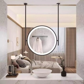 Modern LED Illuminated Round Bathroom Mirror | Hanging Design