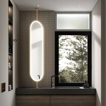 Capsule Shaped Hanging Mirror – Modern Frameless Vanity Mirror
