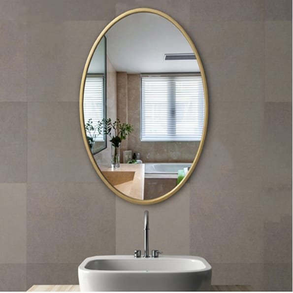 Oval Wall Mirror with Anodized Aluminum Frame – Black Matte, Gold, Rose Gold, Brushed Silver
