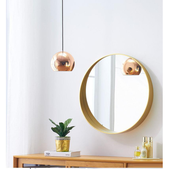 Round Wooden Mirror with Storage