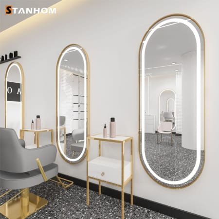 Oval LED Mirror Gold Frame