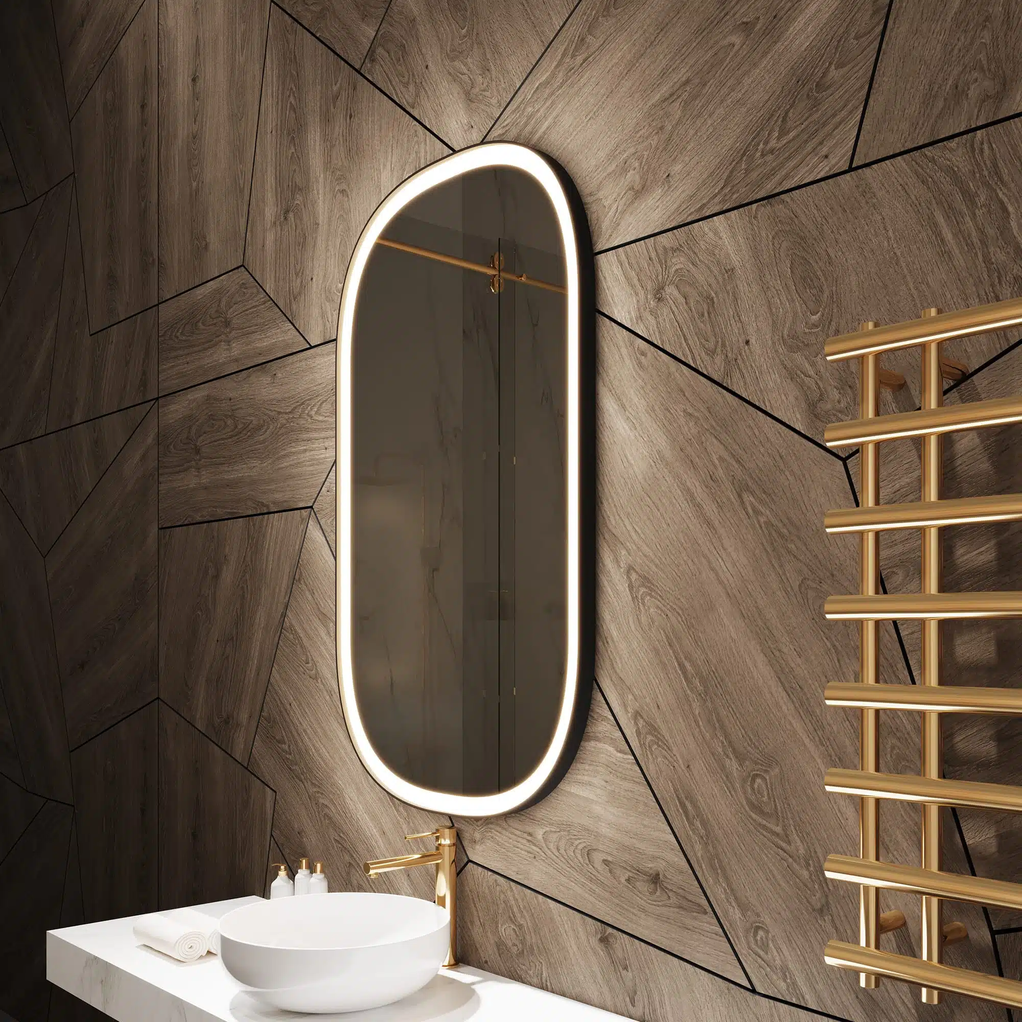 Oval Dark Grey LED Mirror | Framed Bathroom Mirror
