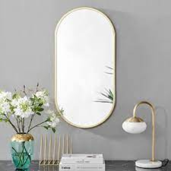 Oval Wooden Mirror Cabinet