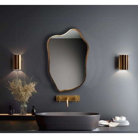 Organic Shape Mirror with Anodized Aluminum Frame - Gold