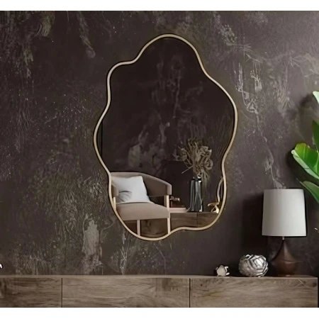 Organic Shaped Wall Mirror - Anodized Aluminum Frame