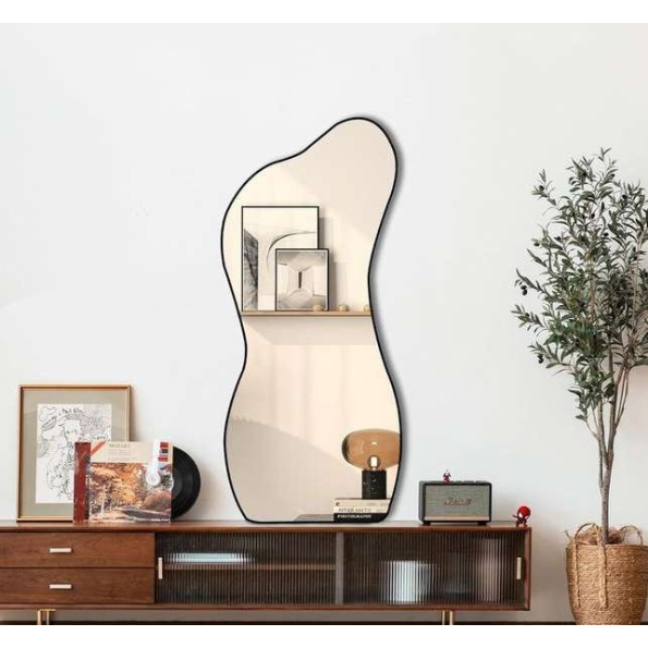 Full Length Organic Shaped Body Mirror - Anodized Aluminum Frame