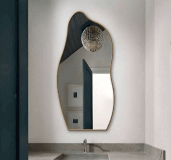 Irregular Oval Wall Mirror - Anodized Aluminum Frame