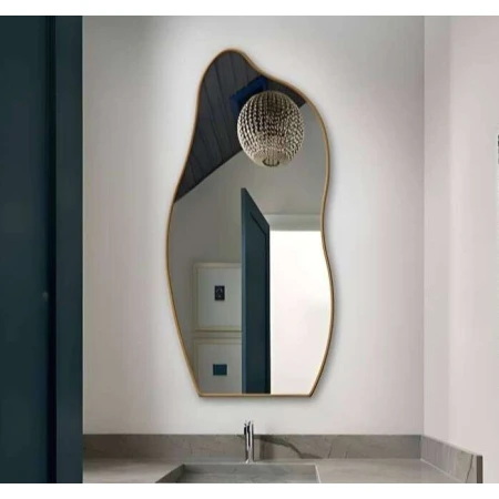 Irregular Oval Wall Mirror - Anodized Aluminum Frame