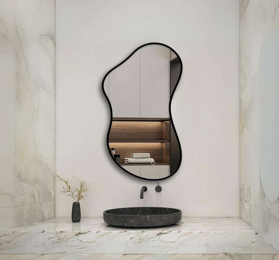 Abstract Shaped Wall Mirror - Anodized Aluminum Frame