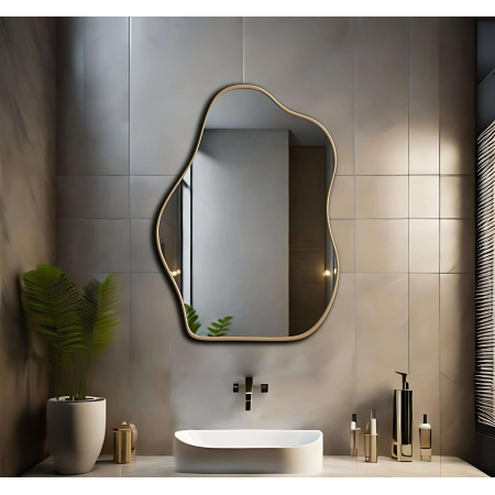 Fluid Shaped Wall Mirror - Anodized Aluminum Frame