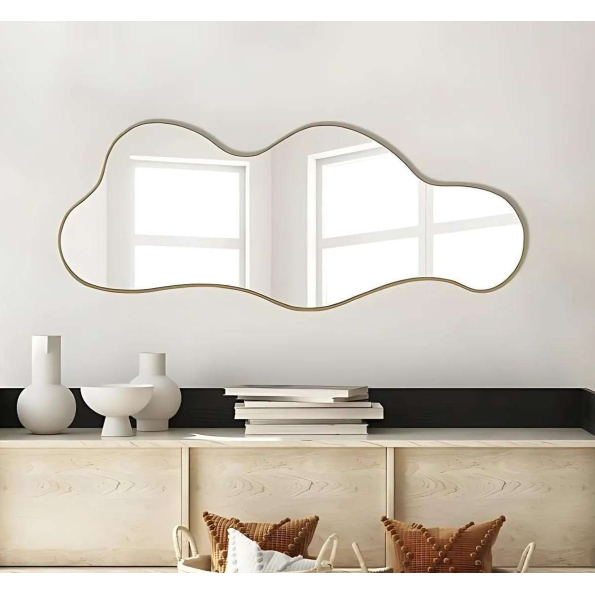 Large Cloud Shaped Wall Mirror - Anodized Aluminum Frame