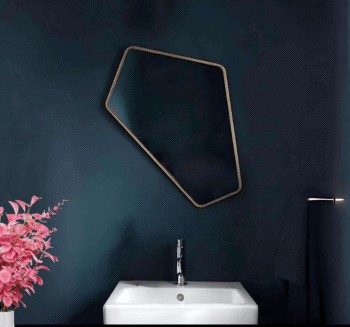 Geometric Diamond Shaped Wall Mirror - Anodized Aluminum Frame