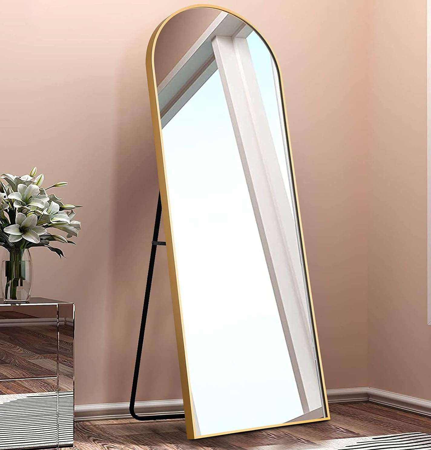 Ronny Standing Mirror - Arched Full Length Mirror - Aluminum Frame