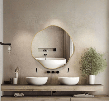 Organic Oval Bathroom Mirror - Anodized Aluminum Frame