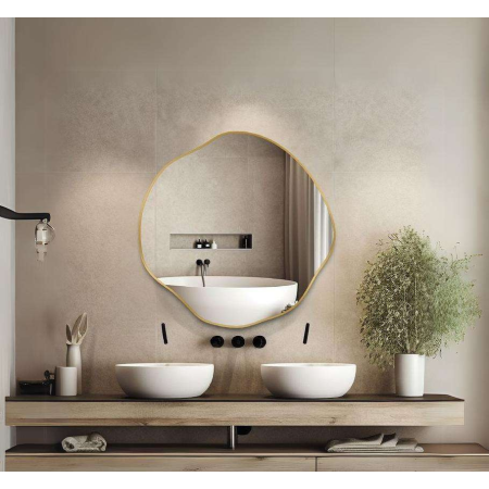 Organic Oval Bathroom Mirror - Anodized Aluminum Frame