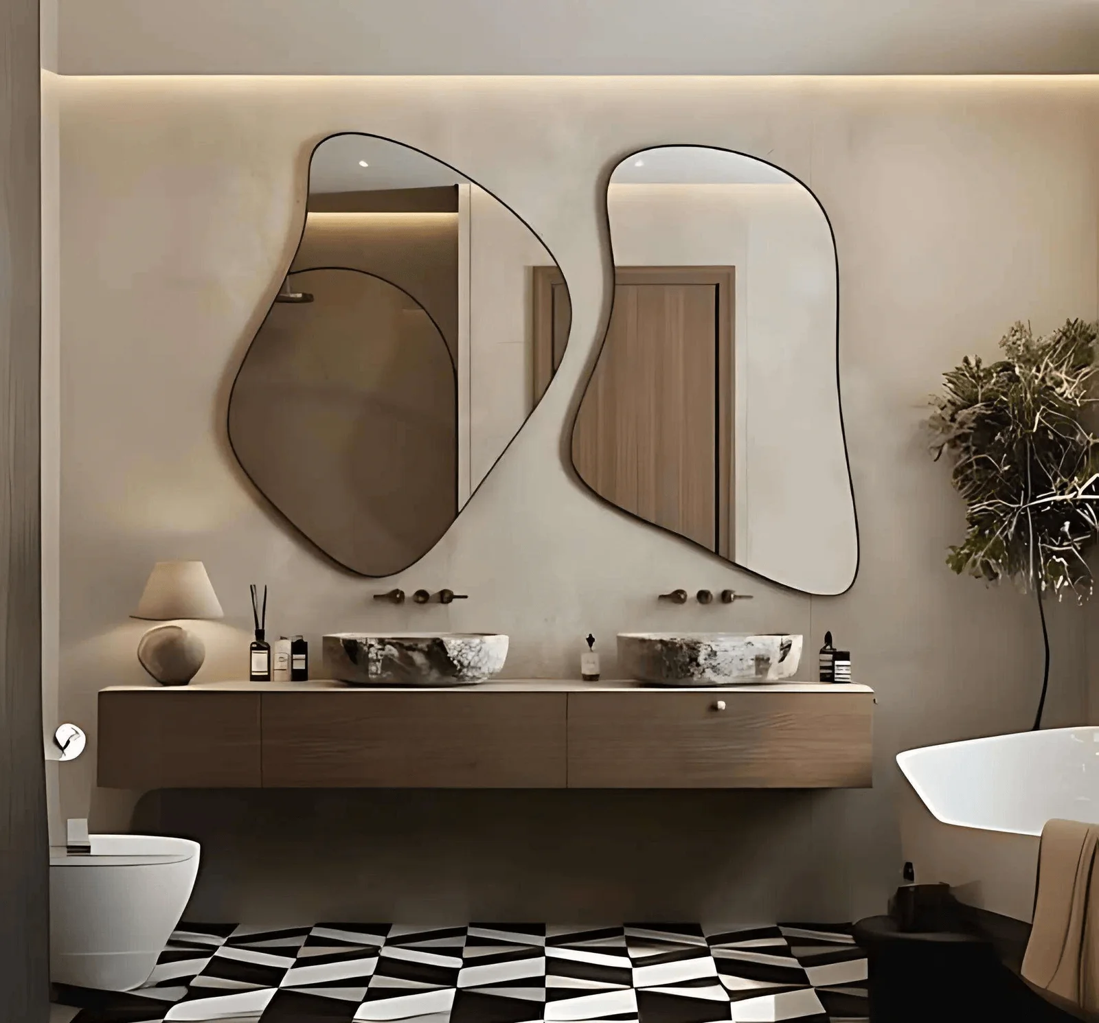 Abstract Irregular Mirror Set – Anodized Aluminum Frame