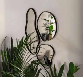 Modern Abstract Irregular Mirror Set - Anodized Aluminum Frame