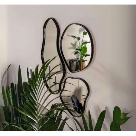 Modern Abstract Irregular Mirror Set - Anodized Aluminum Frame