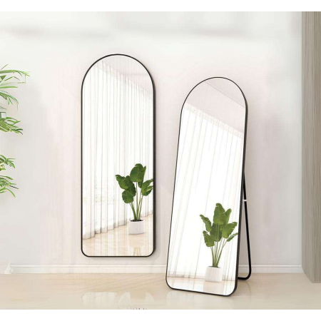 Arched Full Length Standing Mirror - Anodized Aluminum Frame