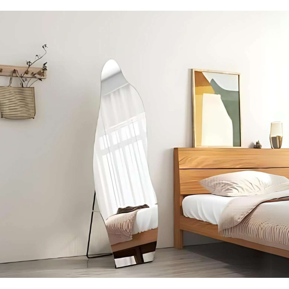 Organic Shaped Full Length Standing Mirror - Anodized Aluminum Frame