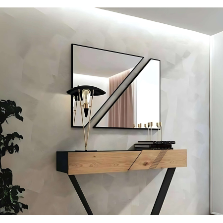 Geometric Asymmetrical Wall Mirror - Anodized Aluminum Frame