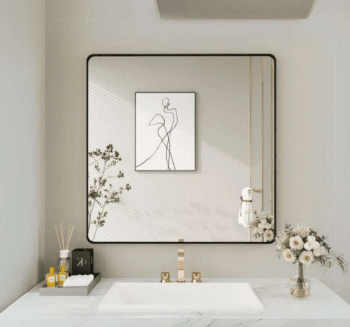 Modern Square Wall Mirror - Anodized Aluminum Frame