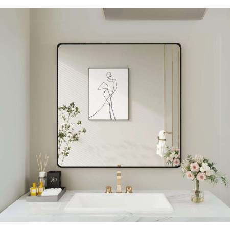 Modern Square Wall Mirror - Anodized Aluminum Frame