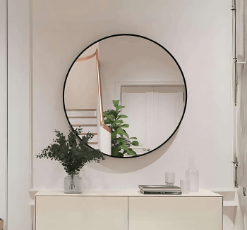 Modern Round Wall Mirror - Anodized Aluminum Frame