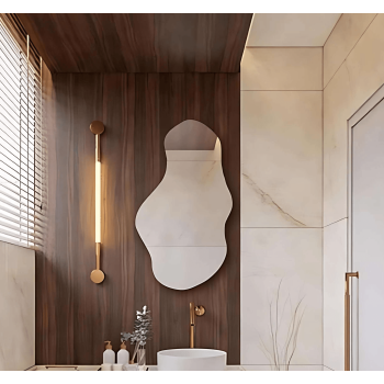 Modern Organic Shaped Bathroom Mirror - Anodized Aluminum Frame