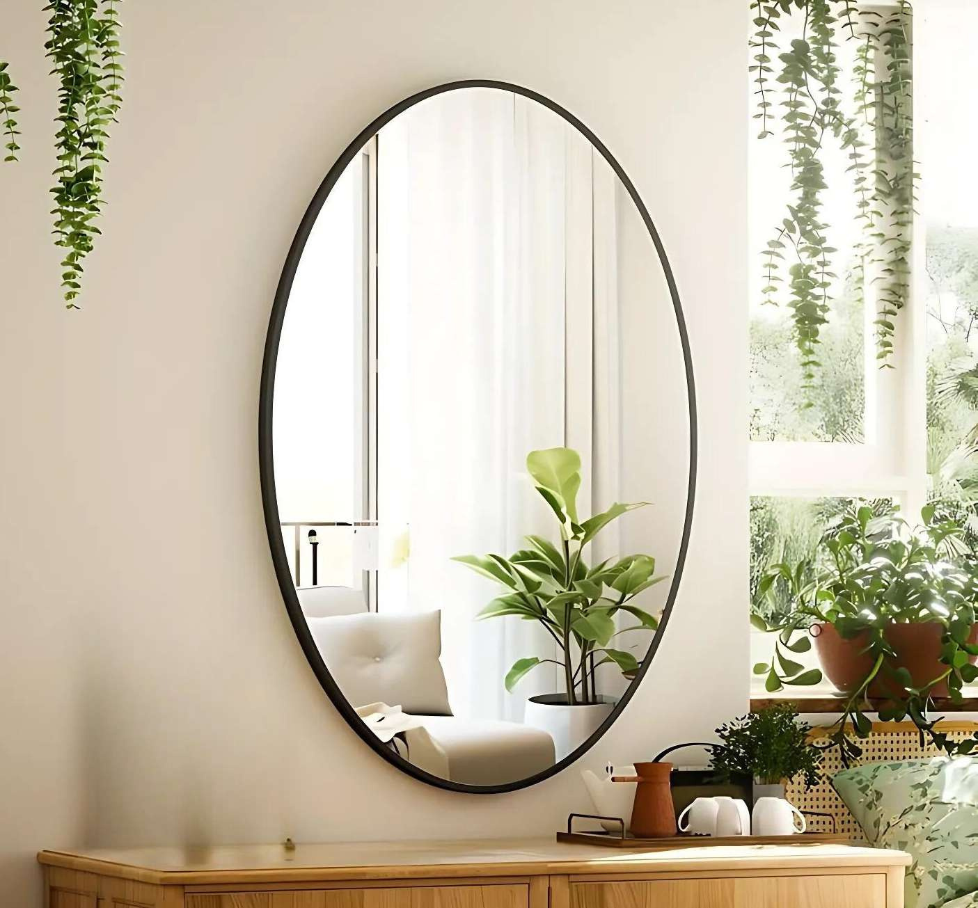 Oval Black frame Mirror