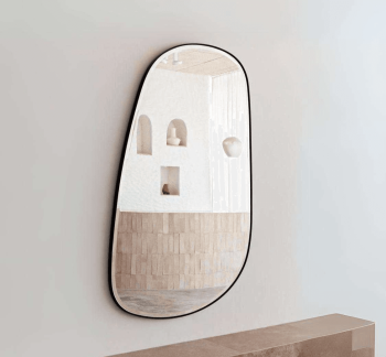 Modern Irregular Oval Wall Mirror - Anodized Aluminum Frame