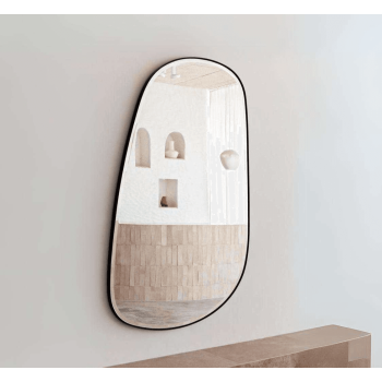 Modern Irregular Oval Wall Mirror - Anodized Aluminum Frame