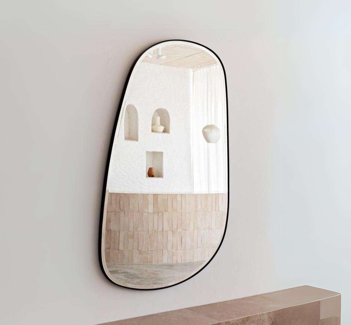 Modern Irregular Oval Wall Mirror – Anodized Aluminum Frame