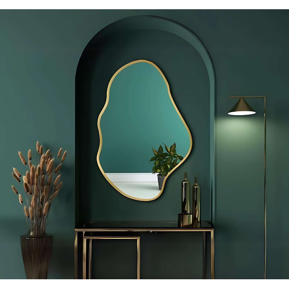 Modern Abstract Organic Wall Mirror - Anodized Aluminum Frame